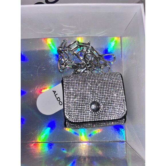 ALDO Black Silver Rhinestone Shoulder Bag & Wallet Set NWT - Picture 2 of 7